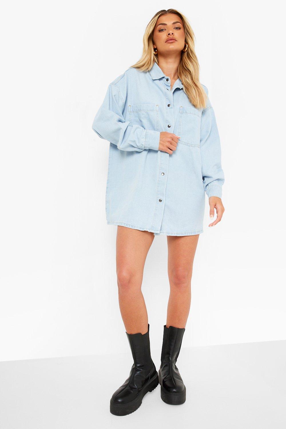 Boohoo denim store shirt dress